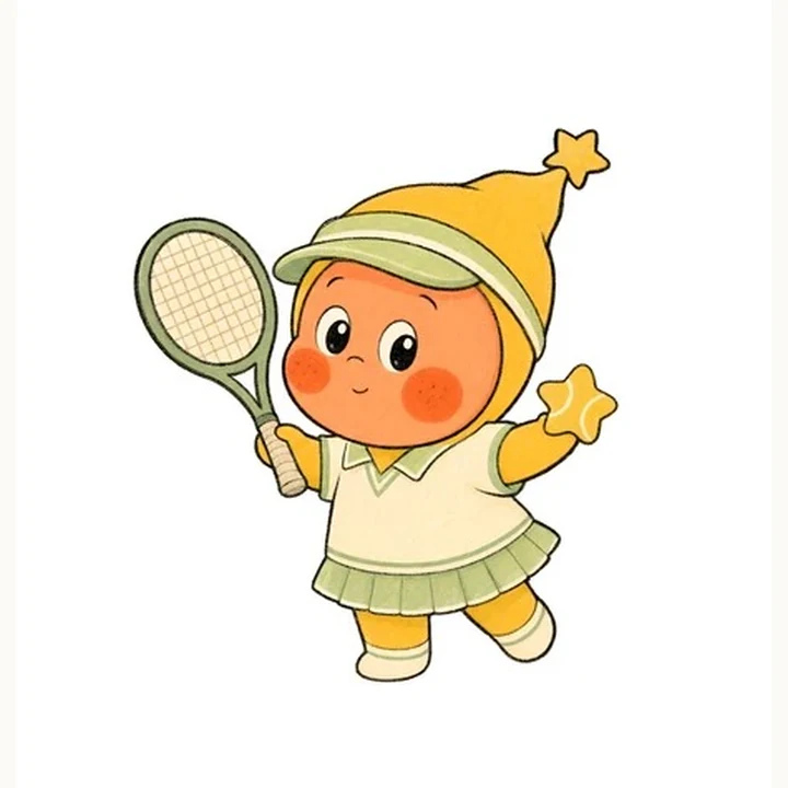 打羽毛球的星星人插画