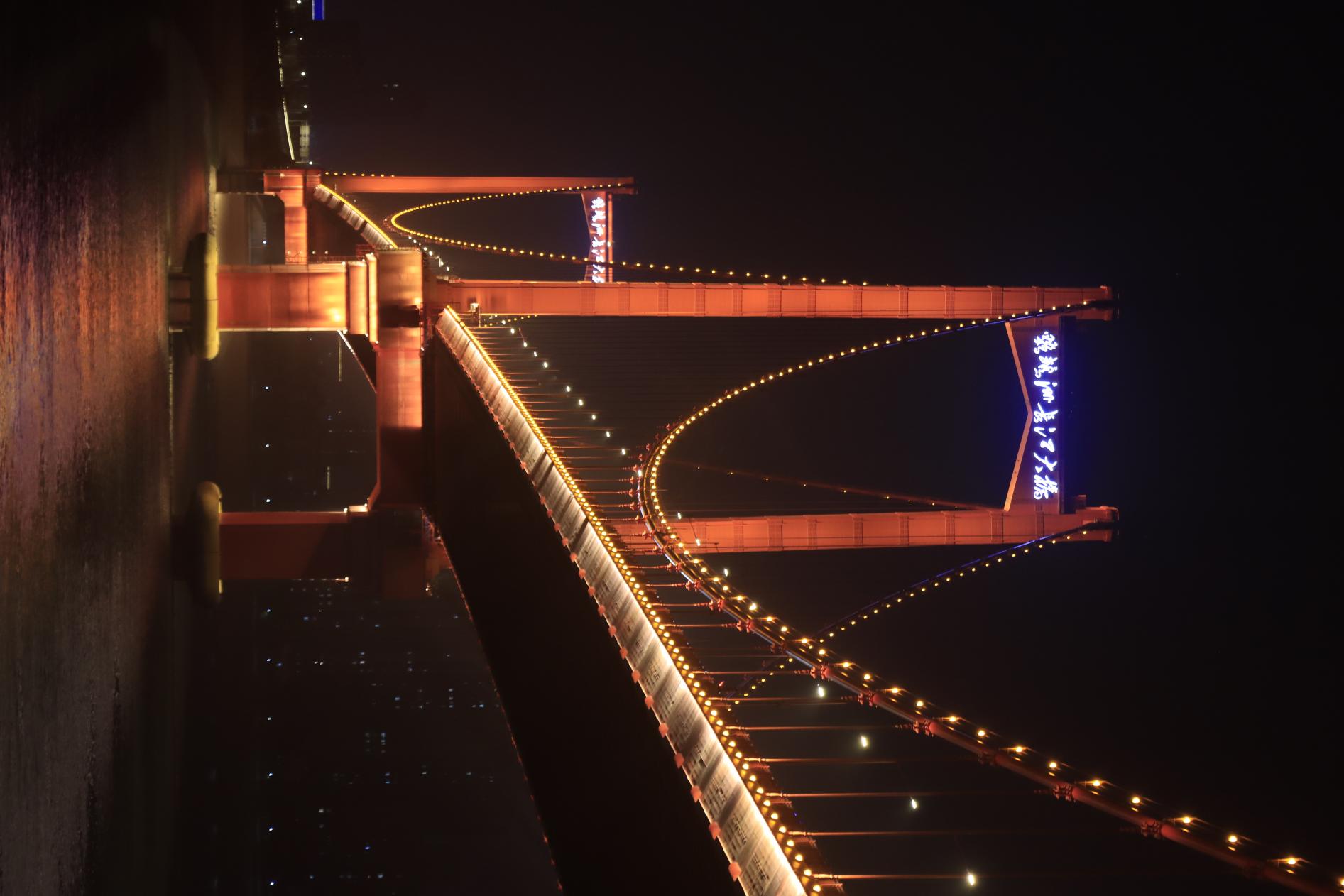 武汉鹦鹉洲长江大桥夜景摄影作品